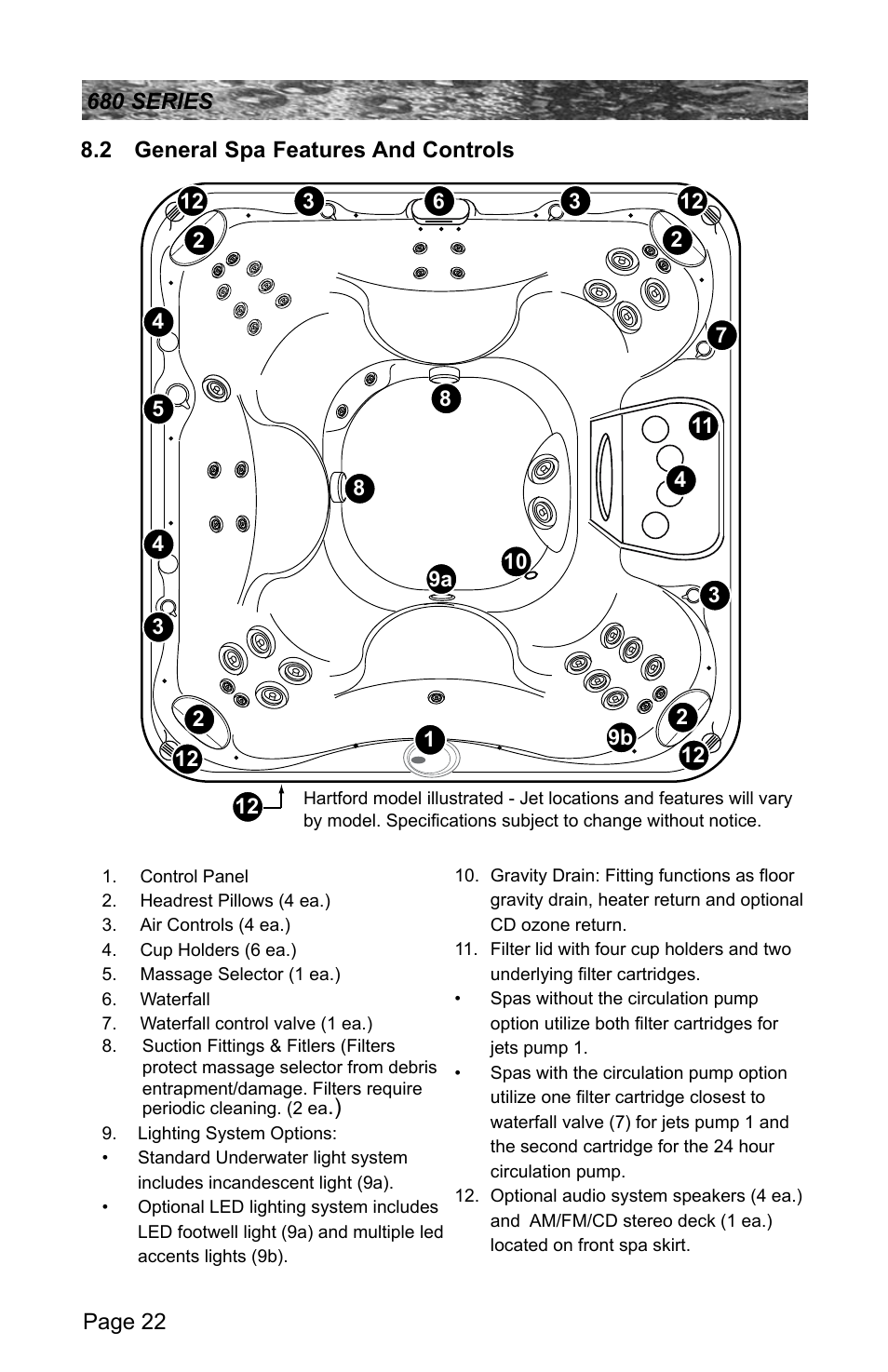 2 general spa features and controls, General spa features and controls | Sundance Spas 680 User Manual | Page 28 / 60