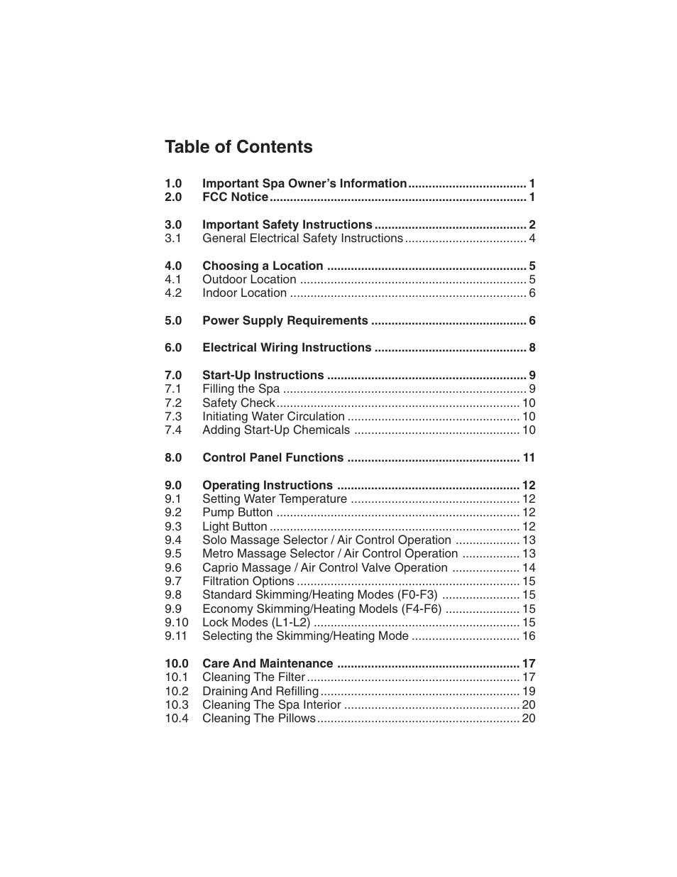 Sundance Spas Portofino Series User Manual | Page 3 / 44