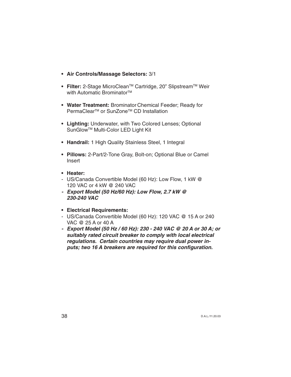 Sundance Spas Portofino Series User Manual | Page 42 / 44