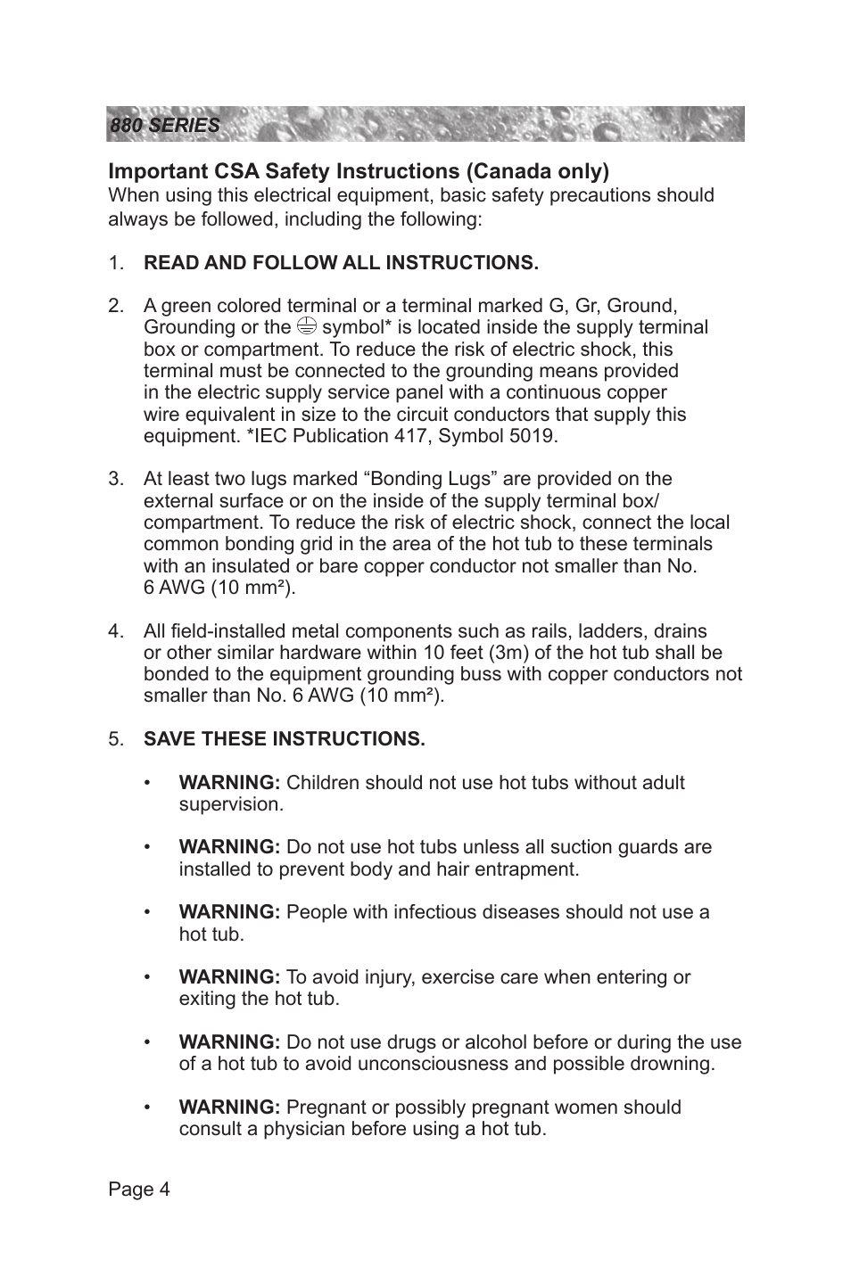 Sundance Spas 880 User Manual | Page 10 / 80