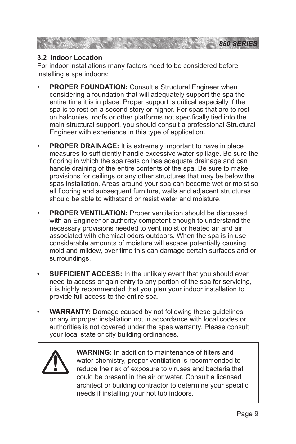 2 indoor location | Sundance Spas 880 User Manual | Page 15 / 80