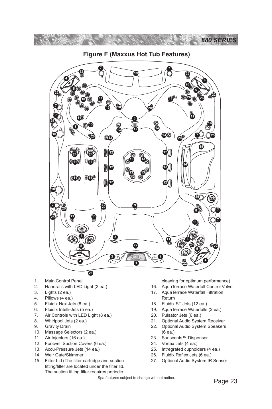 Figure f (maxxus hot tub features) | Sundance Spas 880 User Manual | Page 29 / 80