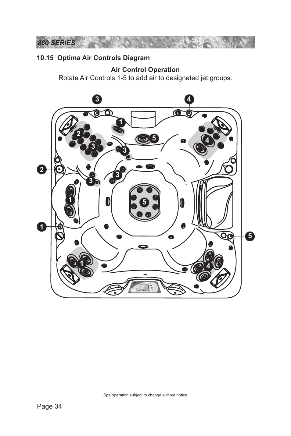 15 optima air controls diagram | Sundance Spas 880 User Manual | Page 40 / 80