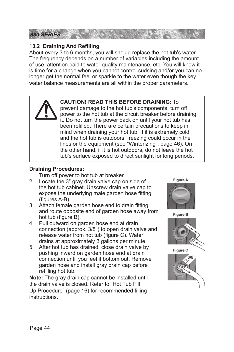 2 draining and refilling | Sundance Spas 880 User Manual | Page 50 / 80