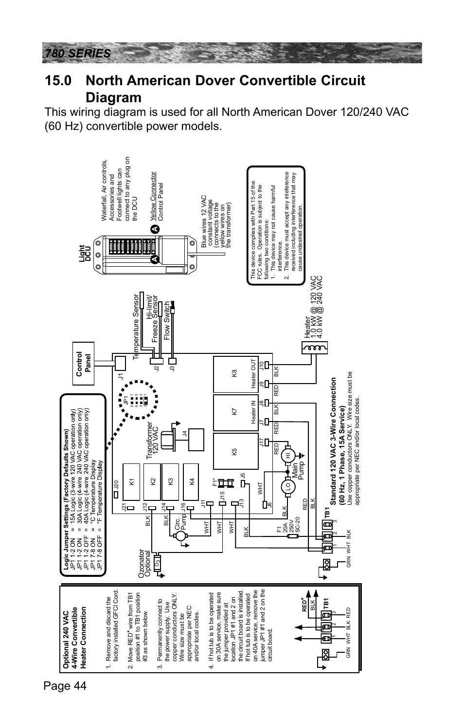 0 north american dover convertible circuit diagram | Sundance Spas CAMDEN 780 User Manual | Page 48 / 72