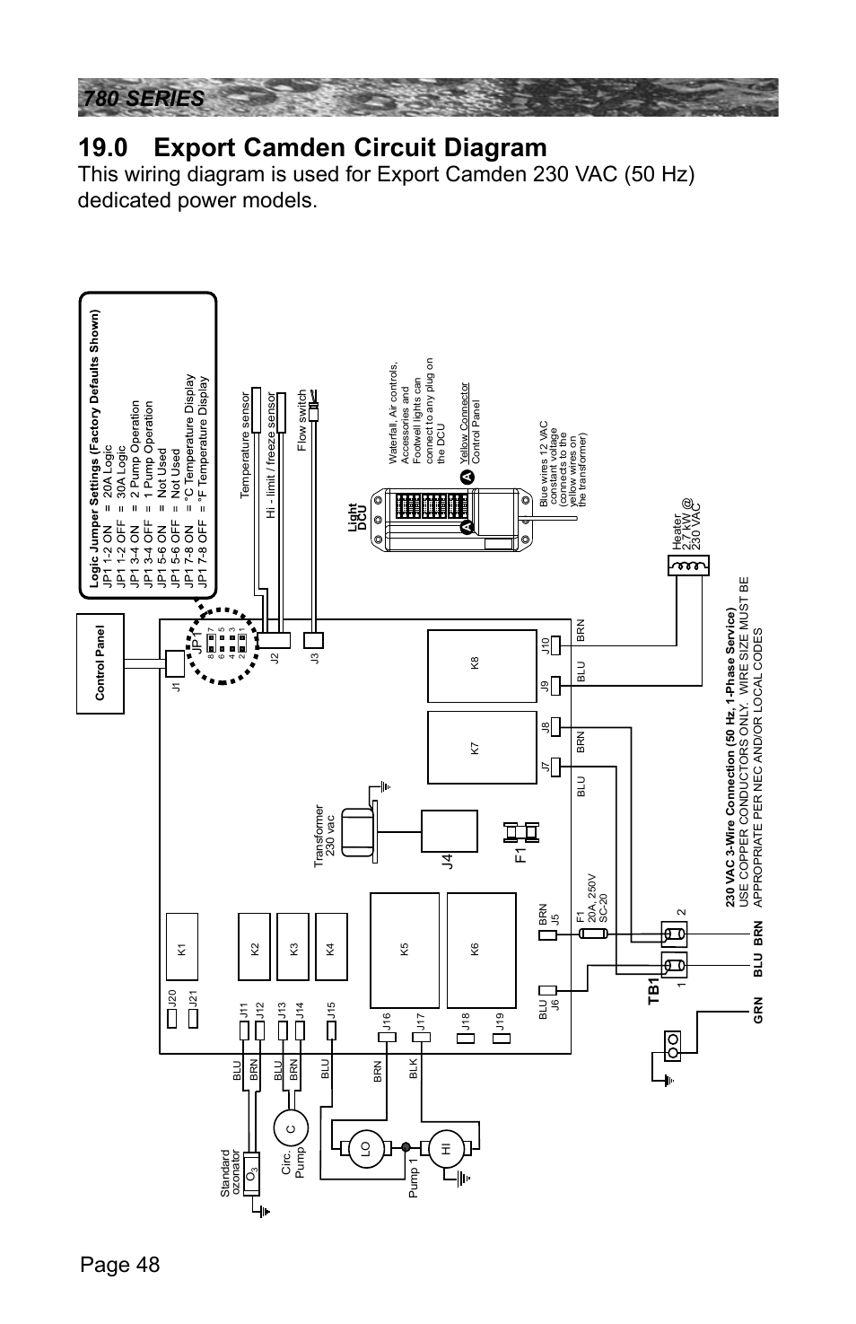 0 export camden circuit diagram | Sundance Spas CAMDEN 780 User Manual | Page 52 / 72