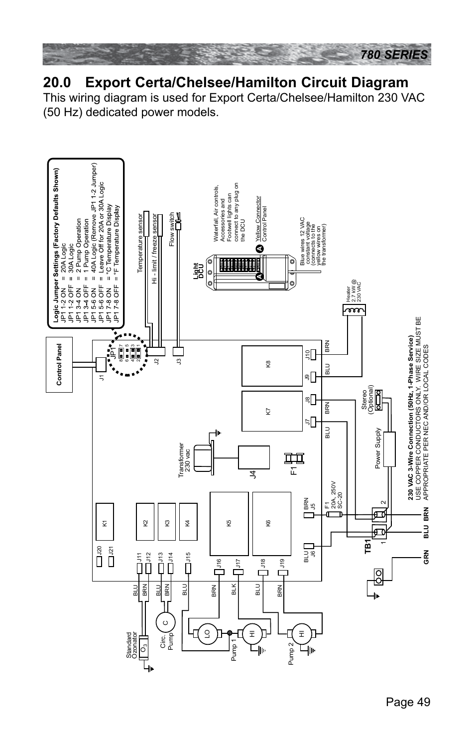 0 export certa/chelsee/hamilton circuit diagram | Sundance Spas CAMDEN 780 User Manual | Page 53 / 72