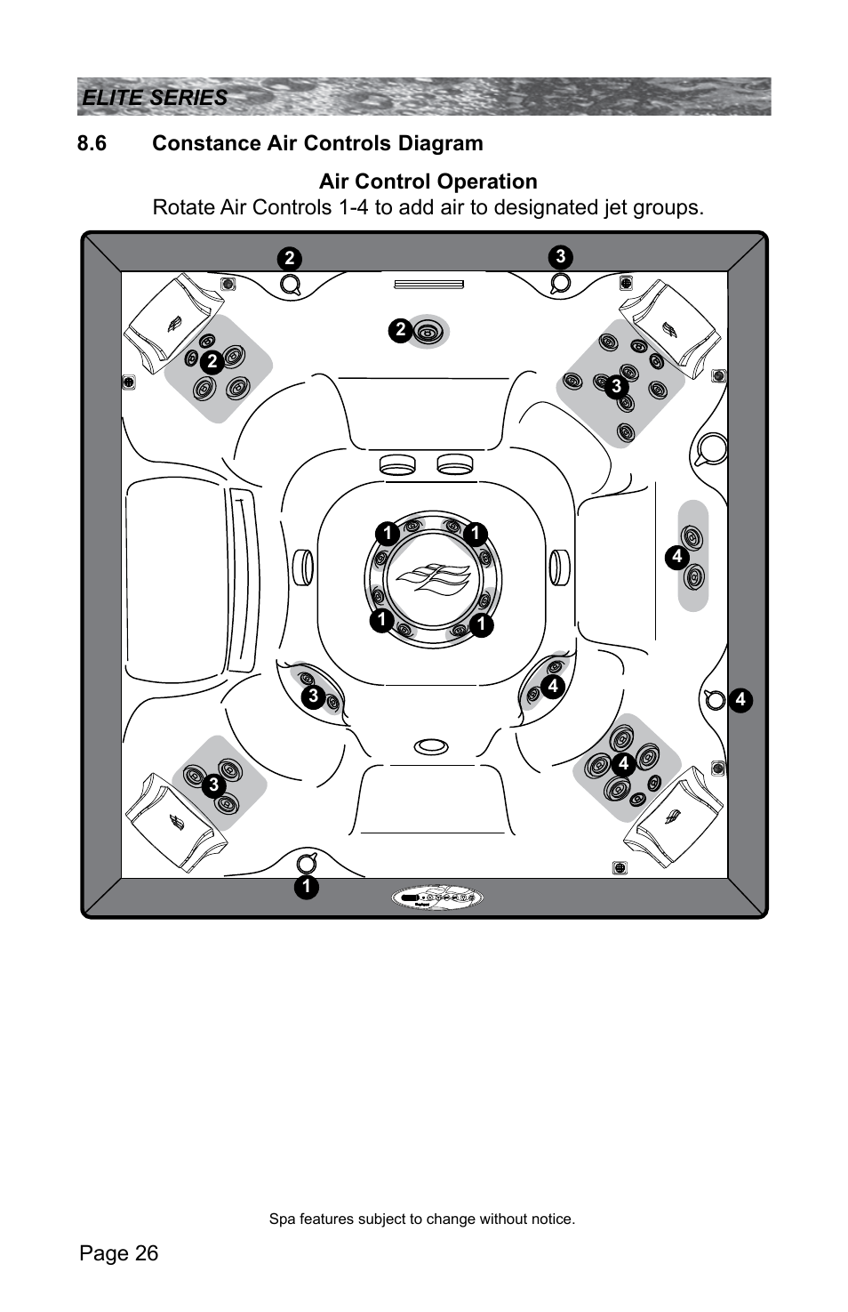 6 constance air controls diagram, Constance air controls diagram | Sundance Spas CONSTANCE 6530-512X User Manual | Page 30 / 72