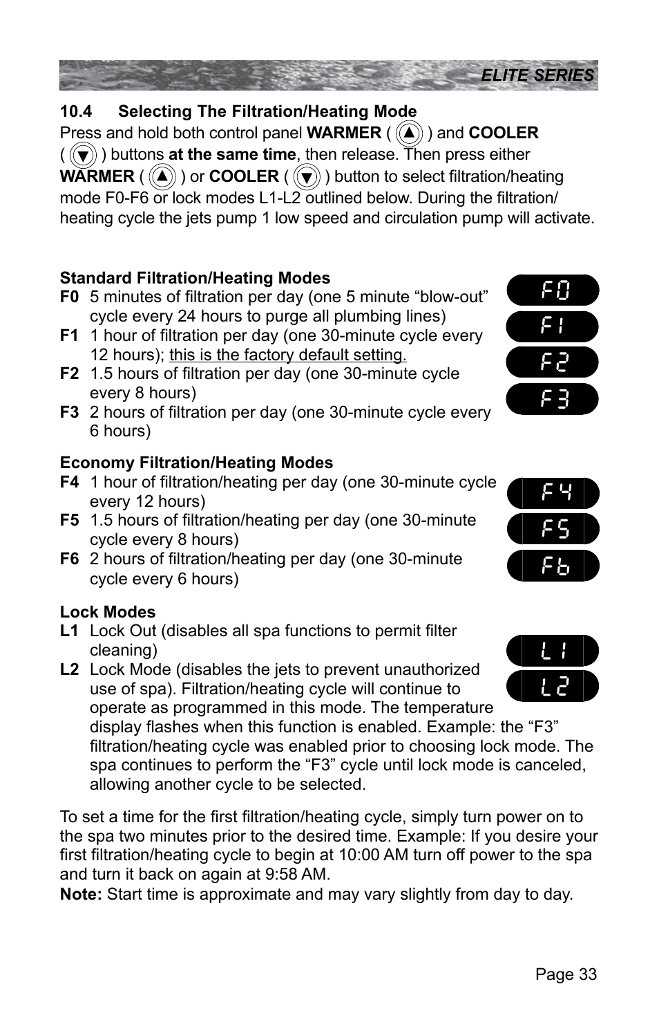 4 selecting the filtration/heating mode | Sundance Spas CONSTANCE 6530-512X User Manual | Page 37 / 72