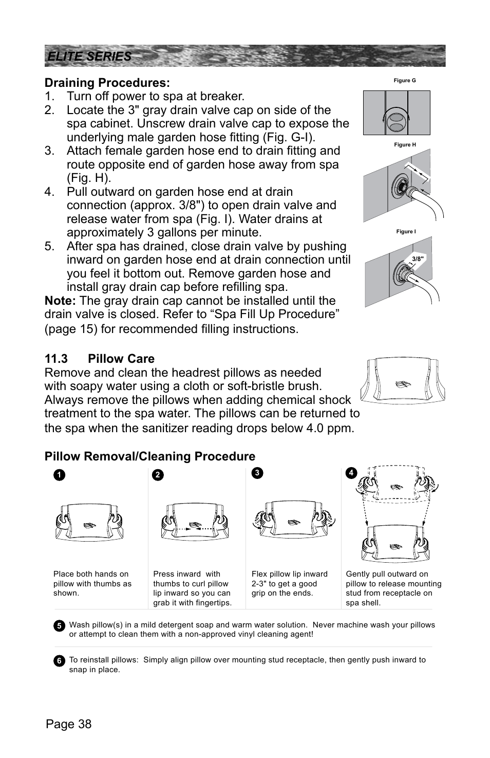 3 pillow care, Pillow care | Sundance Spas CONSTANCE 6530-512X User Manual | Page 42 / 72