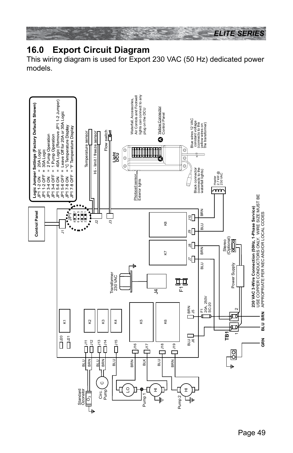 0 export circuit diagram, Page 49 elite series | Sundance Spas CONSTANCE 6530-512X User Manual | Page 53 / 72