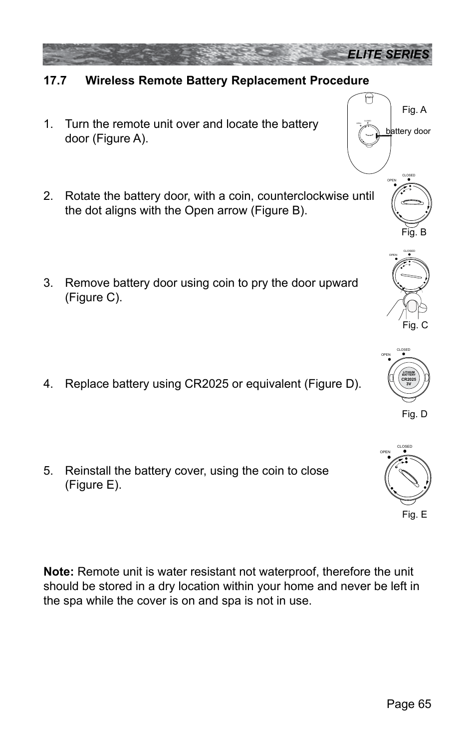 7 wireless remote battery replacement procedure | Sundance Spas CONSTANCE 6530-512X User Manual | Page 69 / 72