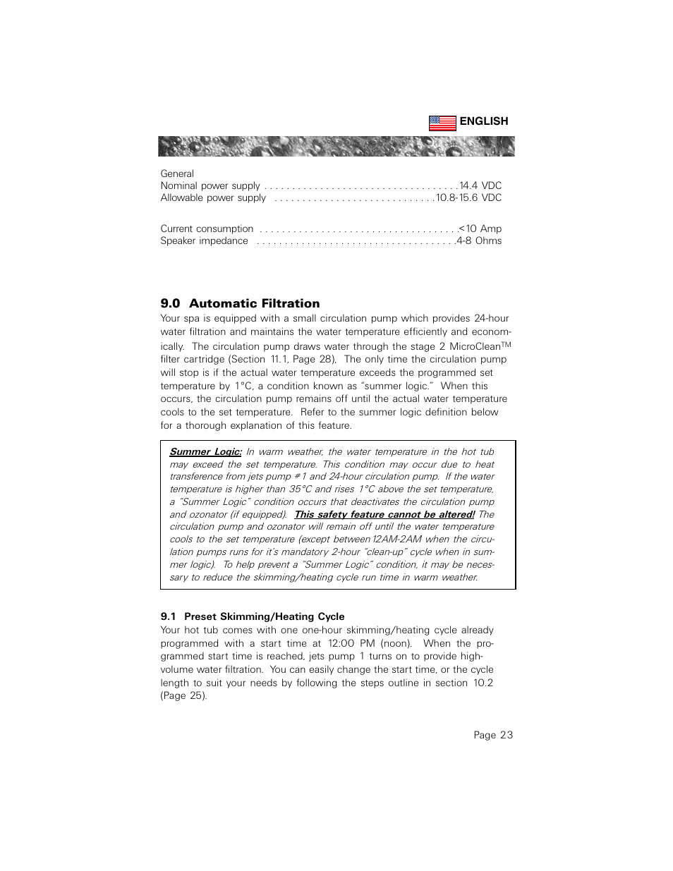 0 automatic filtration, 1 preset skimming/heating cycle | Sundance Spas 880 User Manual | Page 32 / 50