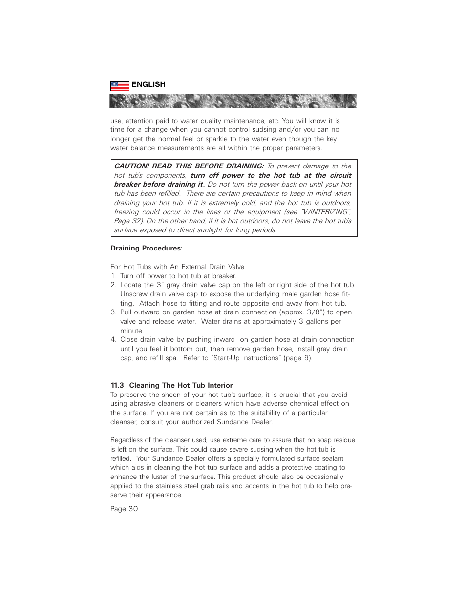 3 cleaning the hot tub interior | Sundance Spas 880 User Manual | Page 39 / 50