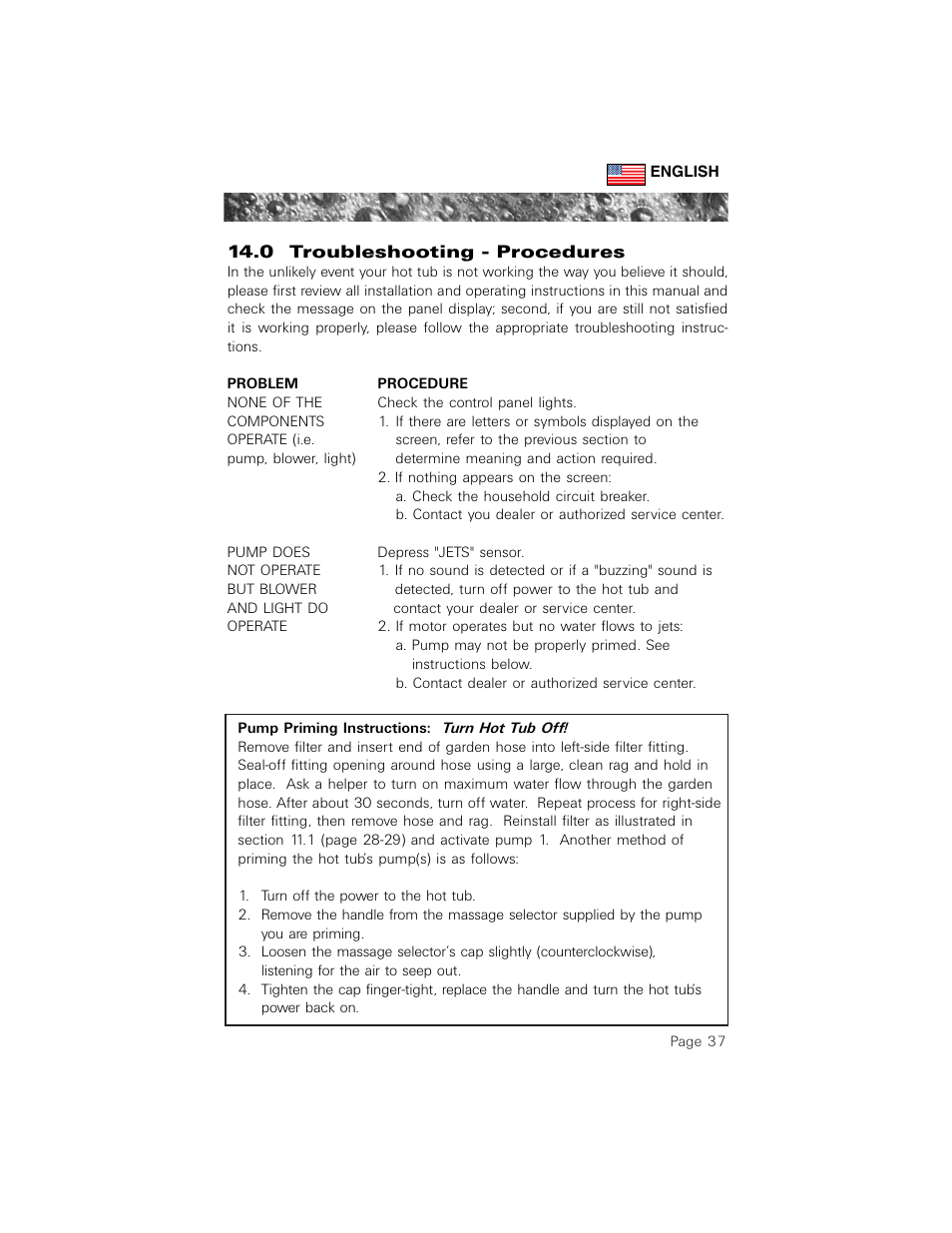 0 troubleshooting - procedures | Sundance Spas 880 User Manual | Page 46 / 50