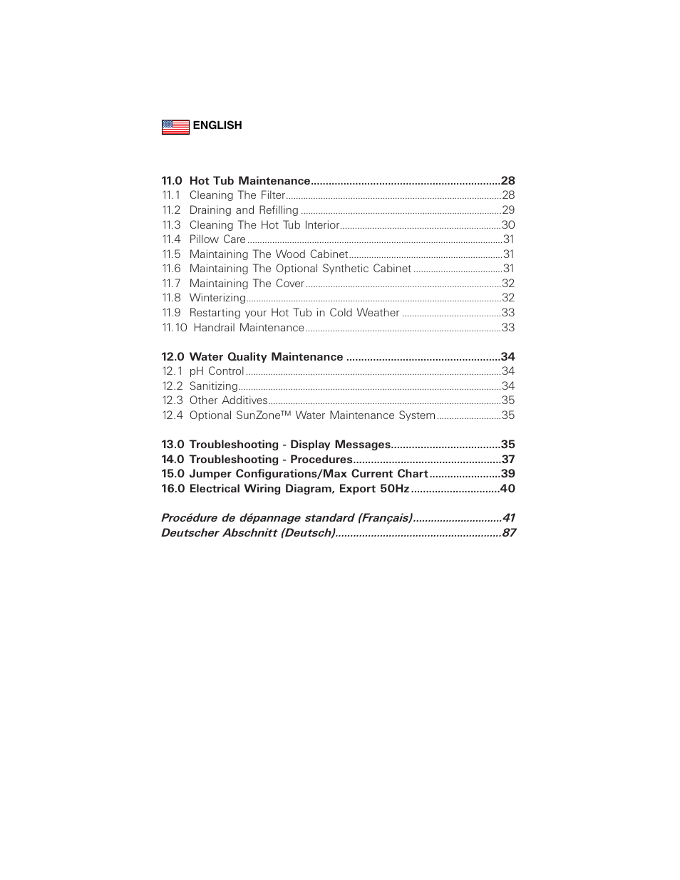 Table of contents (2) | Sundance Spas 880 User Manual | Page 9 / 50