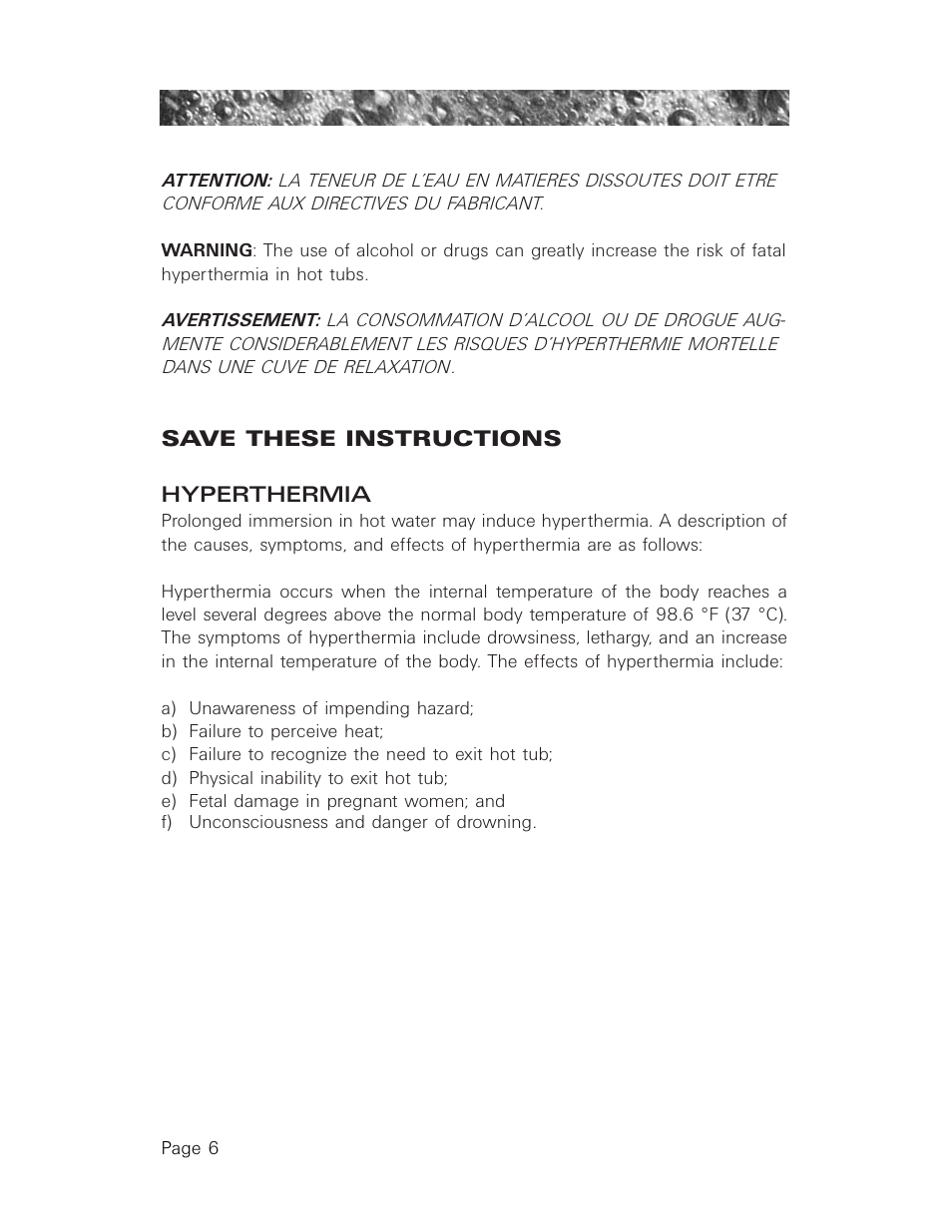 Hyperthermia | Sundance Spas 850 User Manual | Page 10 / 52