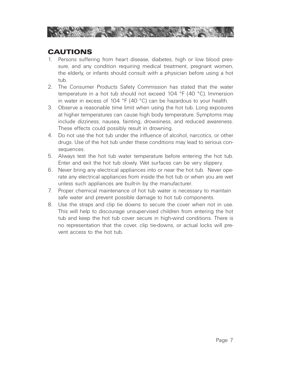 Cautions | Sundance Spas 850 User Manual | Page 11 / 52