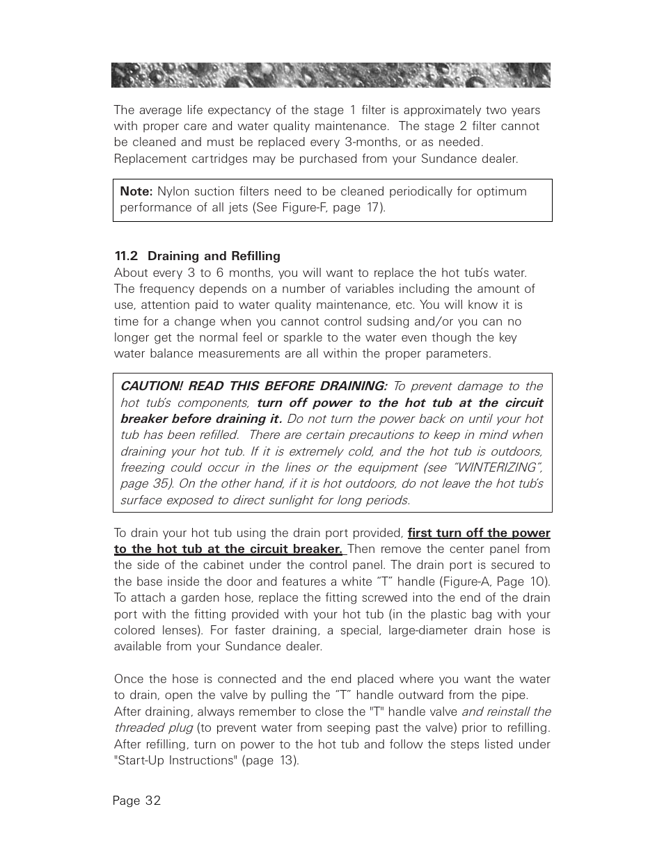 2 draining and refilling | Sundance Spas 850 User Manual | Page 36 / 52