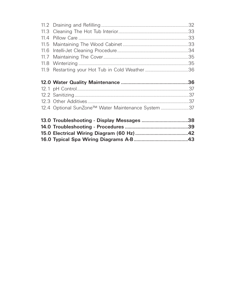 Table of contents (2 of 2) | Sundance Spas 850 User Manual | Page 4 / 52