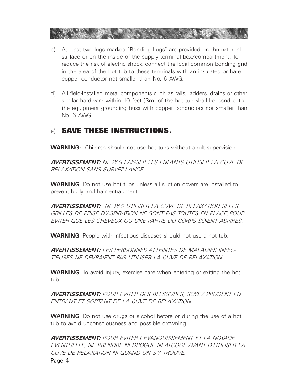 Save these instructions | Sundance Spas 850 User Manual | Page 8 / 52