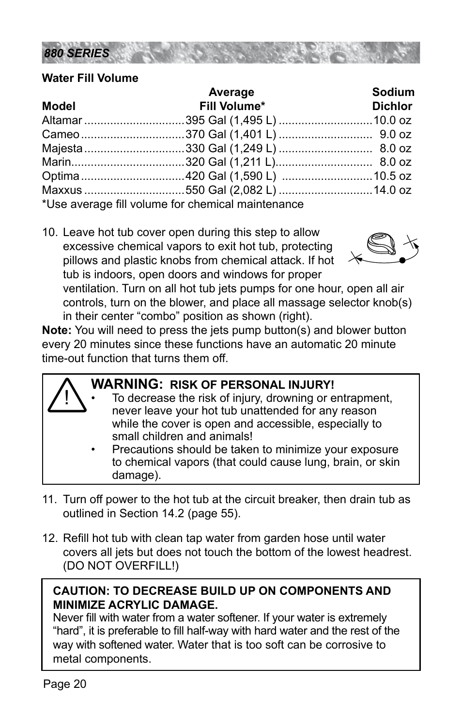 Warning | Sundance Spas ALTAMAR 880 User Manual | Page 26 / 92