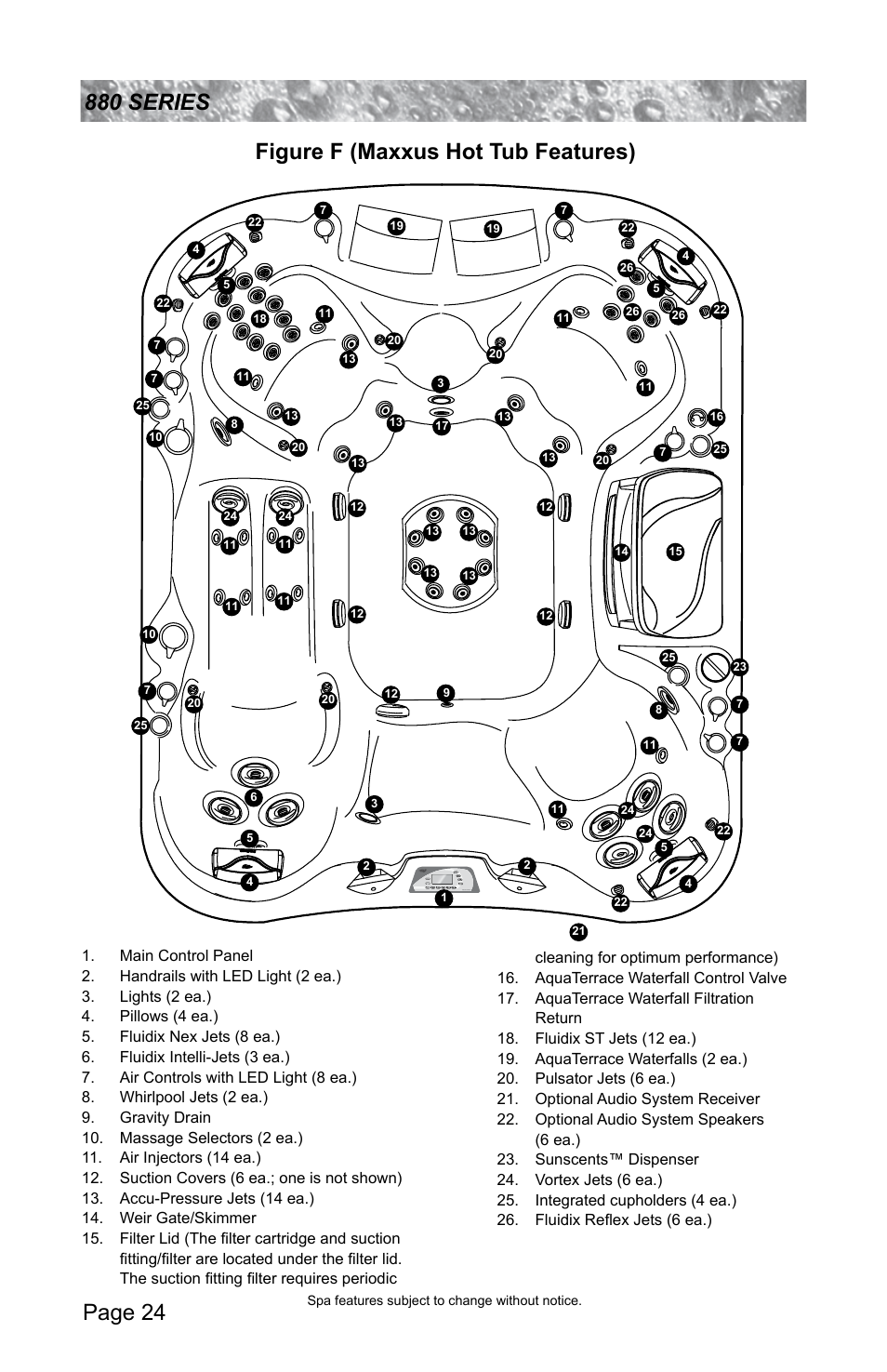 Figure f (maxxus hot tub features) | Sundance Spas ALTAMAR 880 User Manual | Page 30 / 92