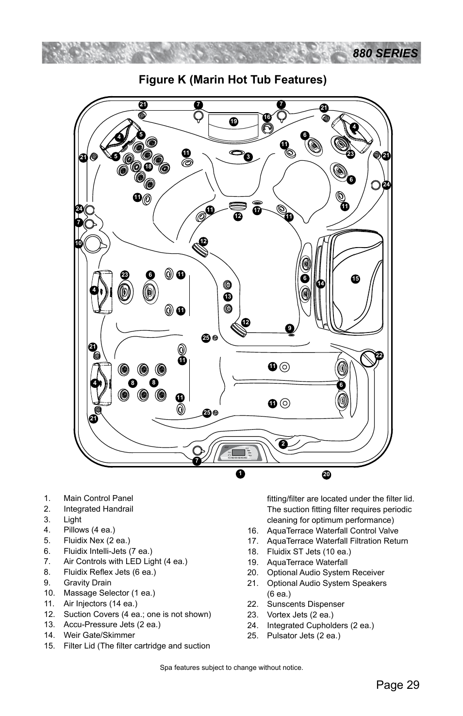 9), then remove filter, Figure k (marin hot tub features) | Sundance Spas ALTAMAR 880 User Manual | Page 35 / 92