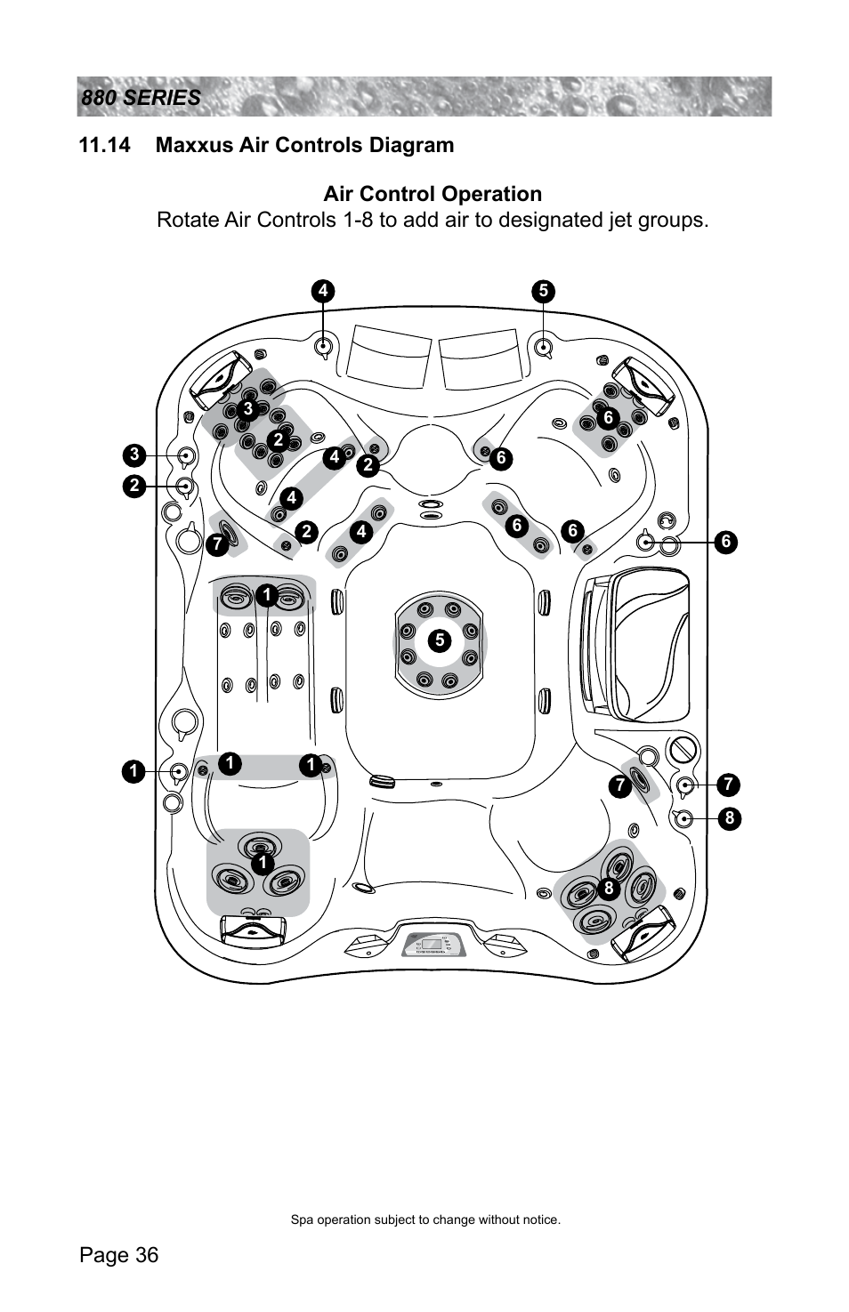 14 maxxus air controls diagram | Sundance Spas ALTAMAR 880 User Manual | Page 42 / 92