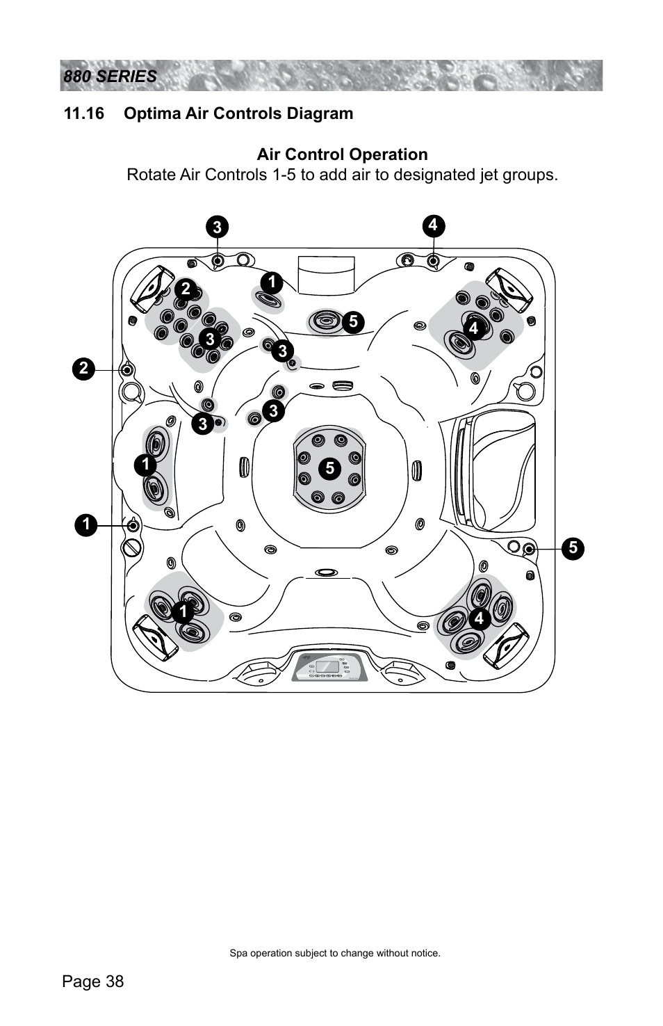 16 optima air controls diagram | Sundance Spas ALTAMAR 880 User Manual | Page 44 / 92