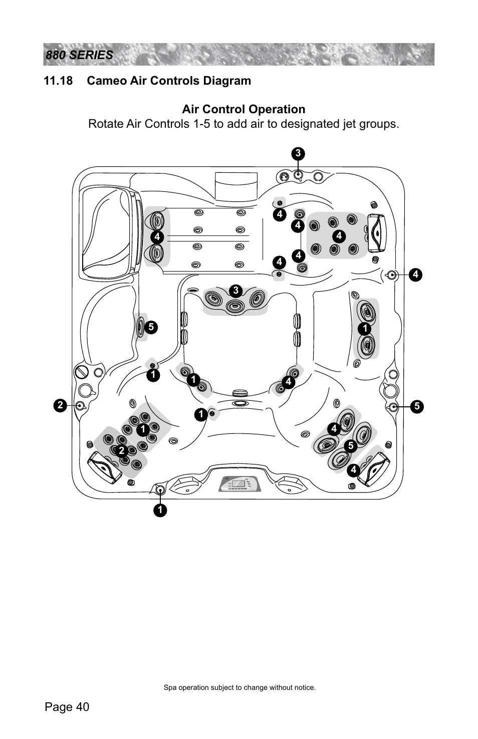 18 cameo air controls diagram | Sundance Spas ALTAMAR 880 User Manual | Page 46 / 92