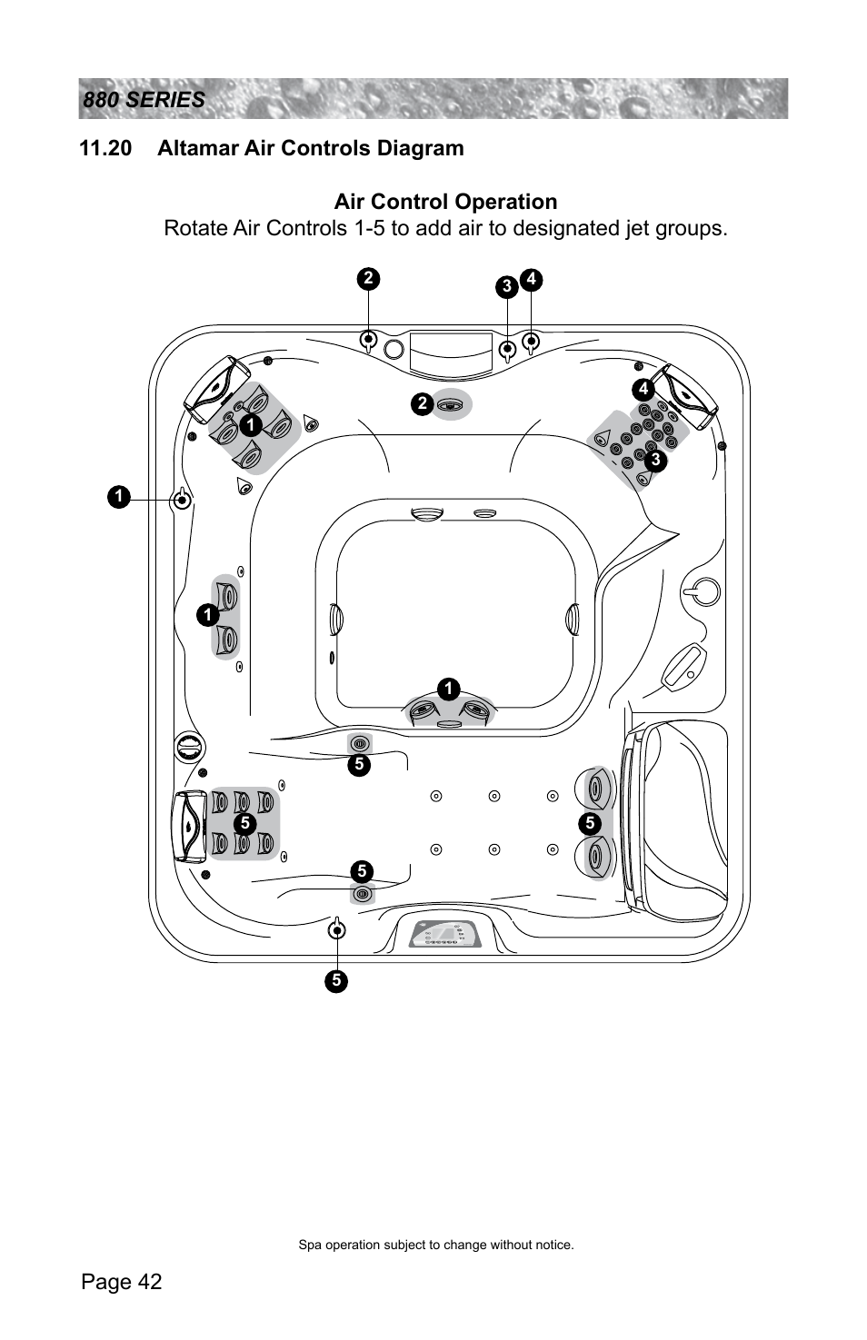 20 altamar air controls diagram | Sundance Spas ALTAMAR 880 User Manual | Page 48 / 92