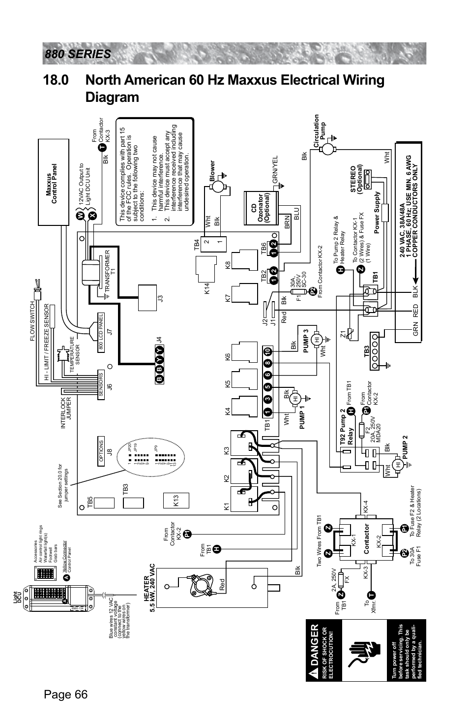 0 north american 60 hz maxxus electrical, Wiring diagram | Sundance Spas ALTAMAR 880 User Manual | Page 72 / 92