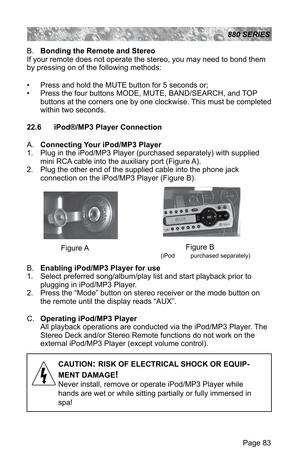 6 ipod®/mp3 player connection | Sundance Spas ALTAMAR 880 User Manual | Page 89 / 92