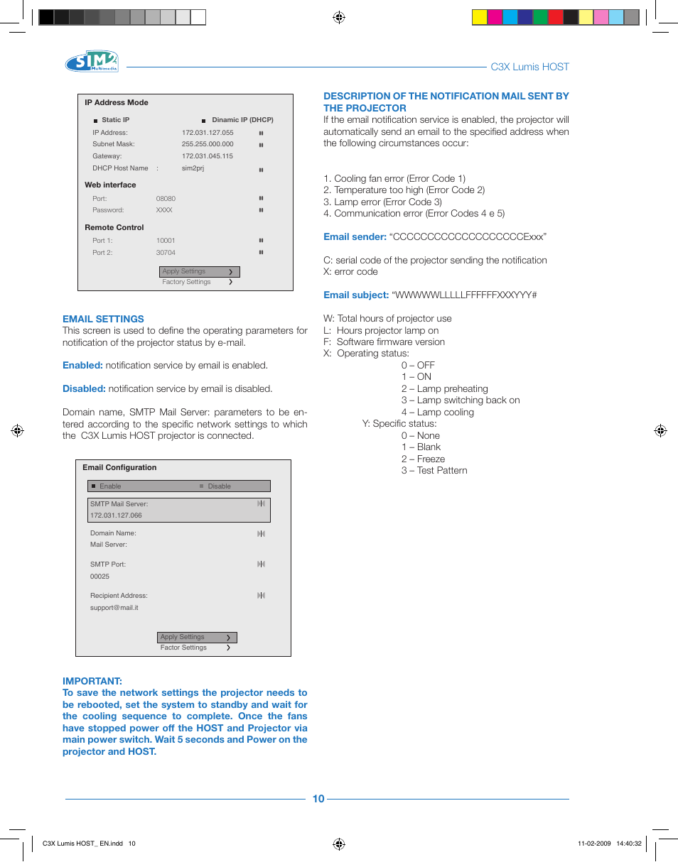 Sim2 Multimedia LUMIS HOST C3X User Manual | Page 12 / 32