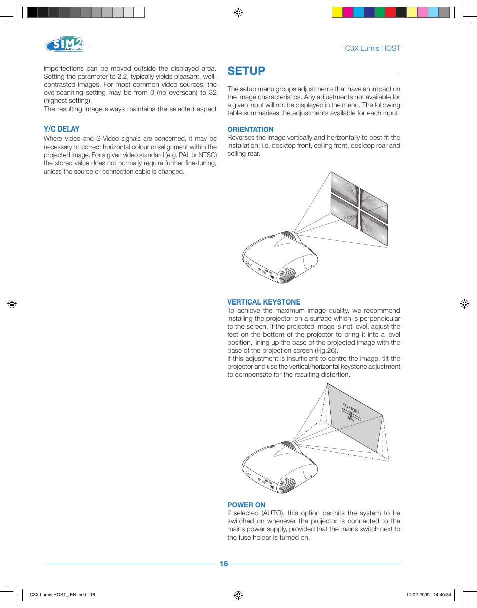Setup | Sim2 Multimedia LUMIS HOST C3X User Manual | Page 18 / 32