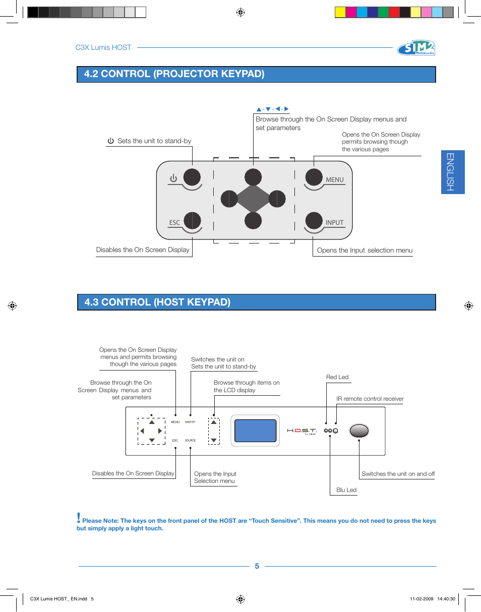 English | Sim2 Multimedia LUMIS HOST C3X User Manual | Page 7 / 32