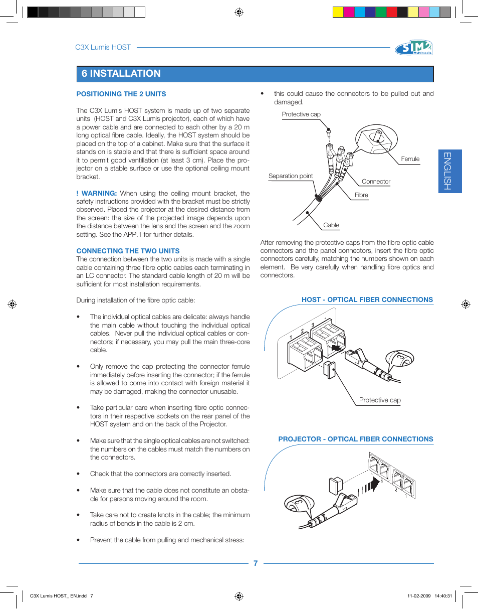 6 installation, English | Sim2 Multimedia LUMIS HOST C3X User Manual | Page 9 / 32