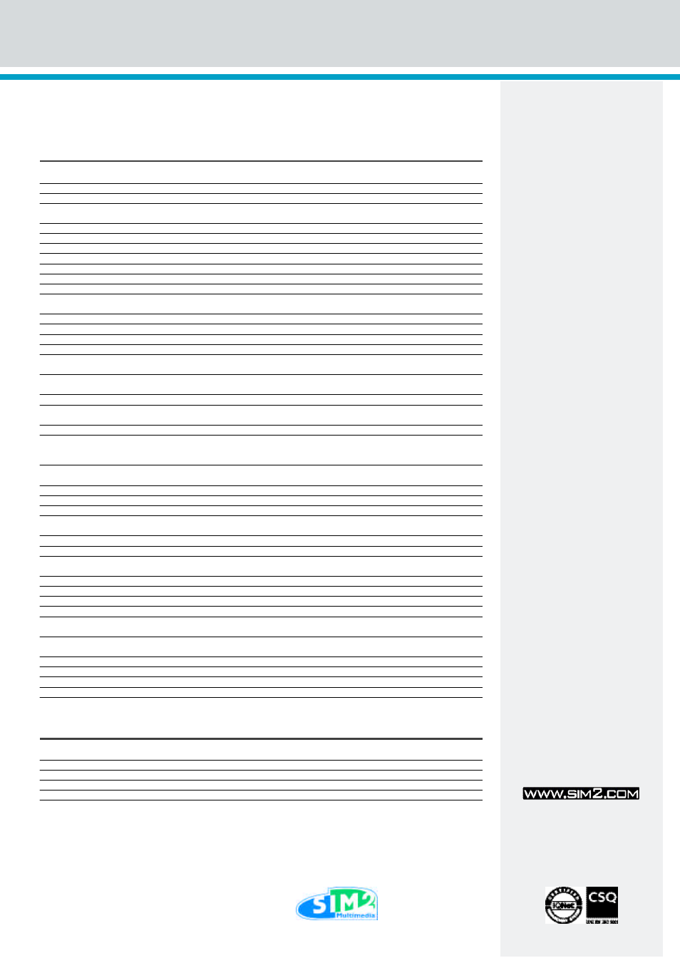 Technical specifications, Accessories | Sim2 Multimedia SDM40-D500 User Manual | Page 2 / 2