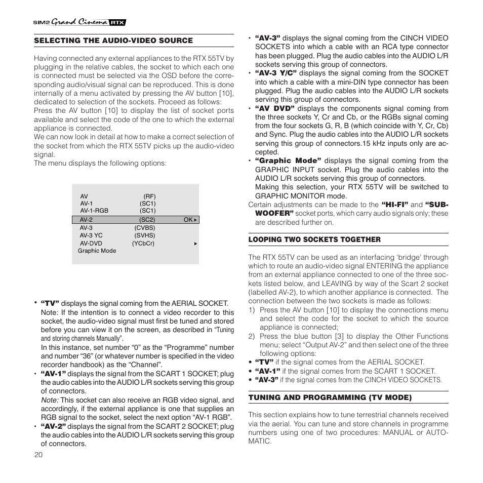 Sim2 Multimedia Grand Cinema RTX 55TV User Manual | Page 20 / 40