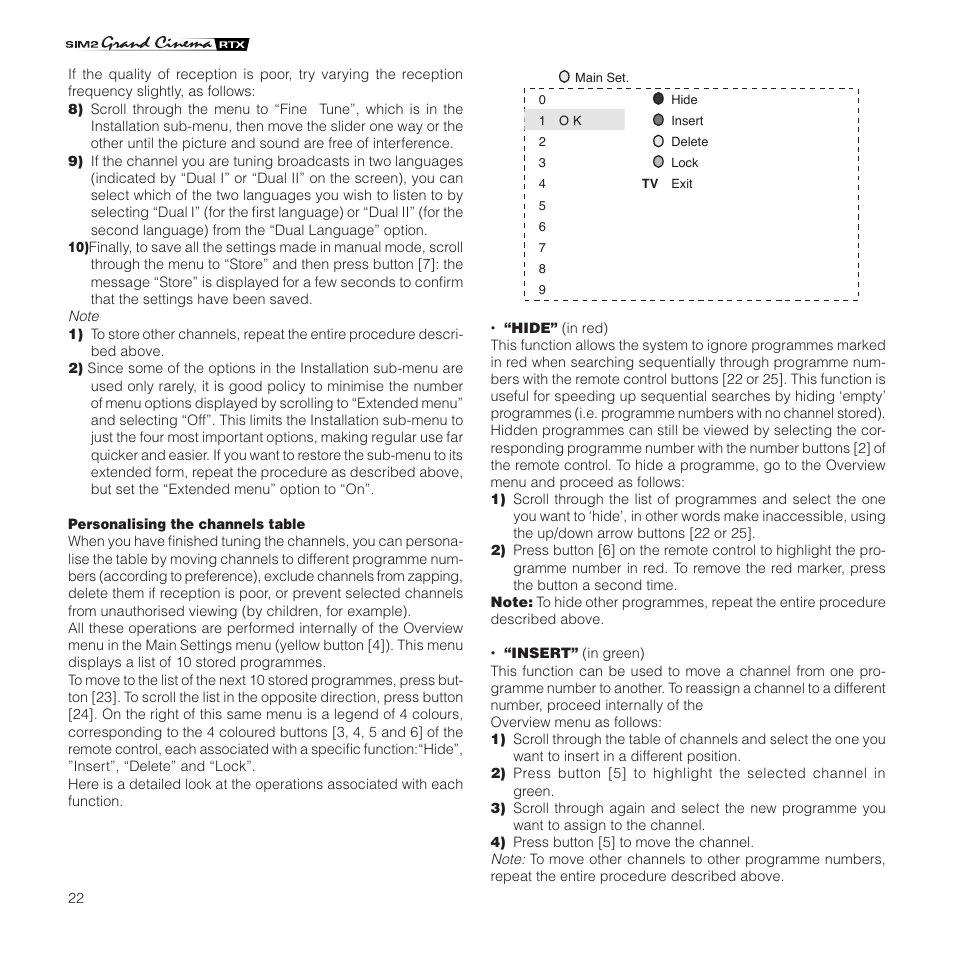 Sim2 Multimedia Grand Cinema RTX 55TV User Manual | Page 22 / 40