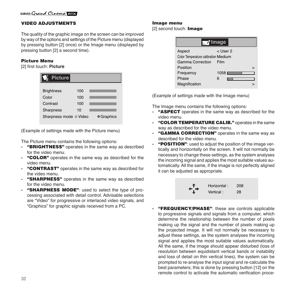 Sim2 Multimedia Grand Cinema RTX 55TV User Manual | Page 32 / 40