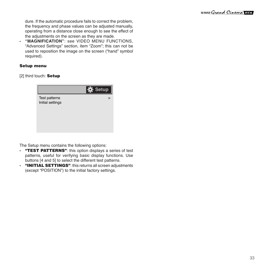 Sim2 Multimedia Grand Cinema RTX 55TV User Manual | Page 33 / 40