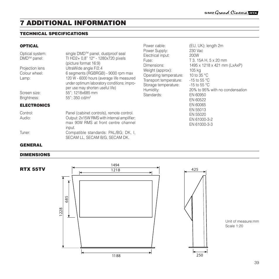 7 additional information | Sim2 Multimedia Grand Cinema RTX 55TV User Manual | Page 39 / 40