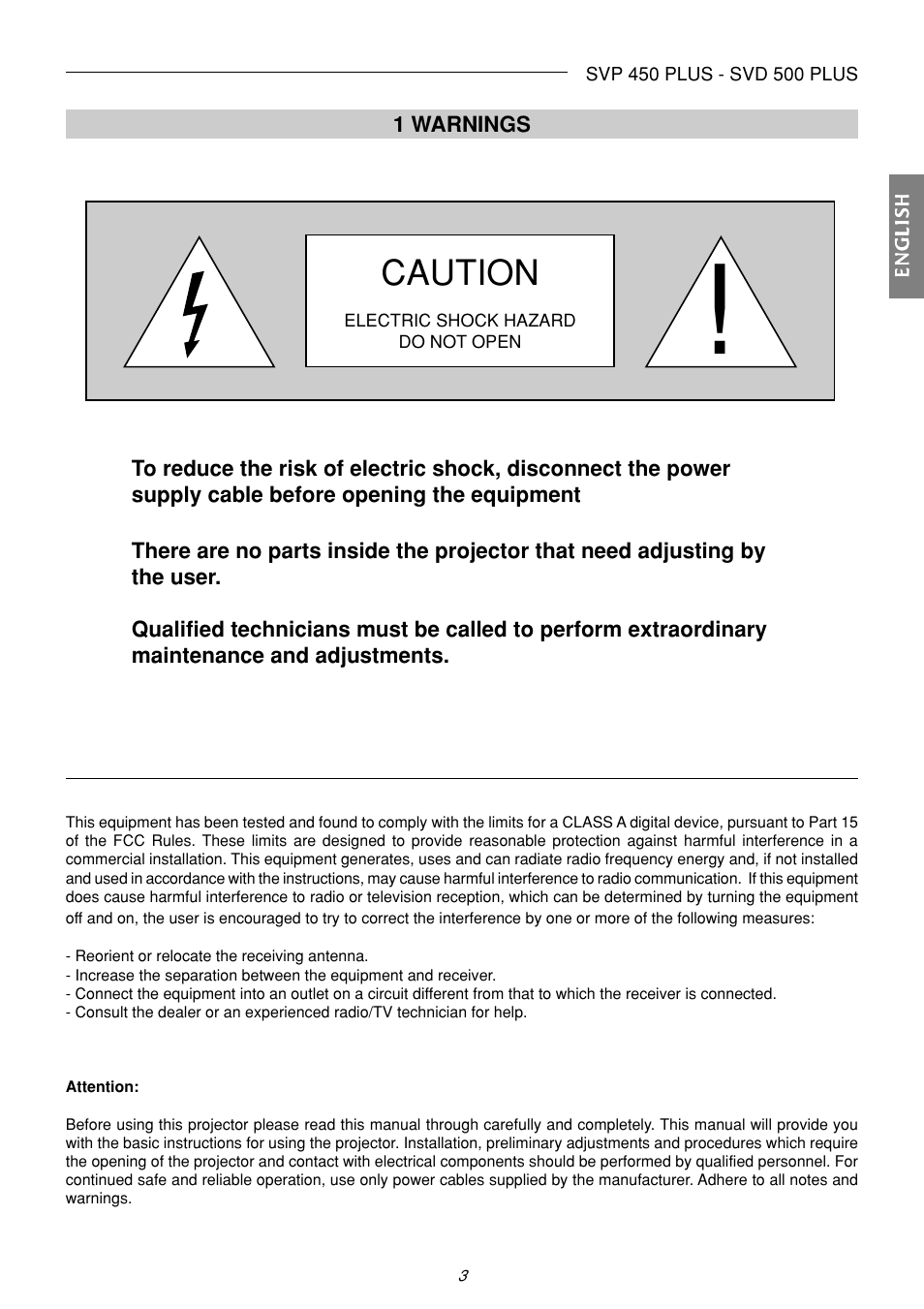 Caution | Sim2 Multimedia SVP 420 HB User Manual | Page 4 / 44