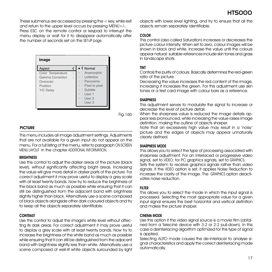 Ht5000 | Sim2 Multimedia GRAND CINEMA HT HT5000 User Manual | Page 17 / 35