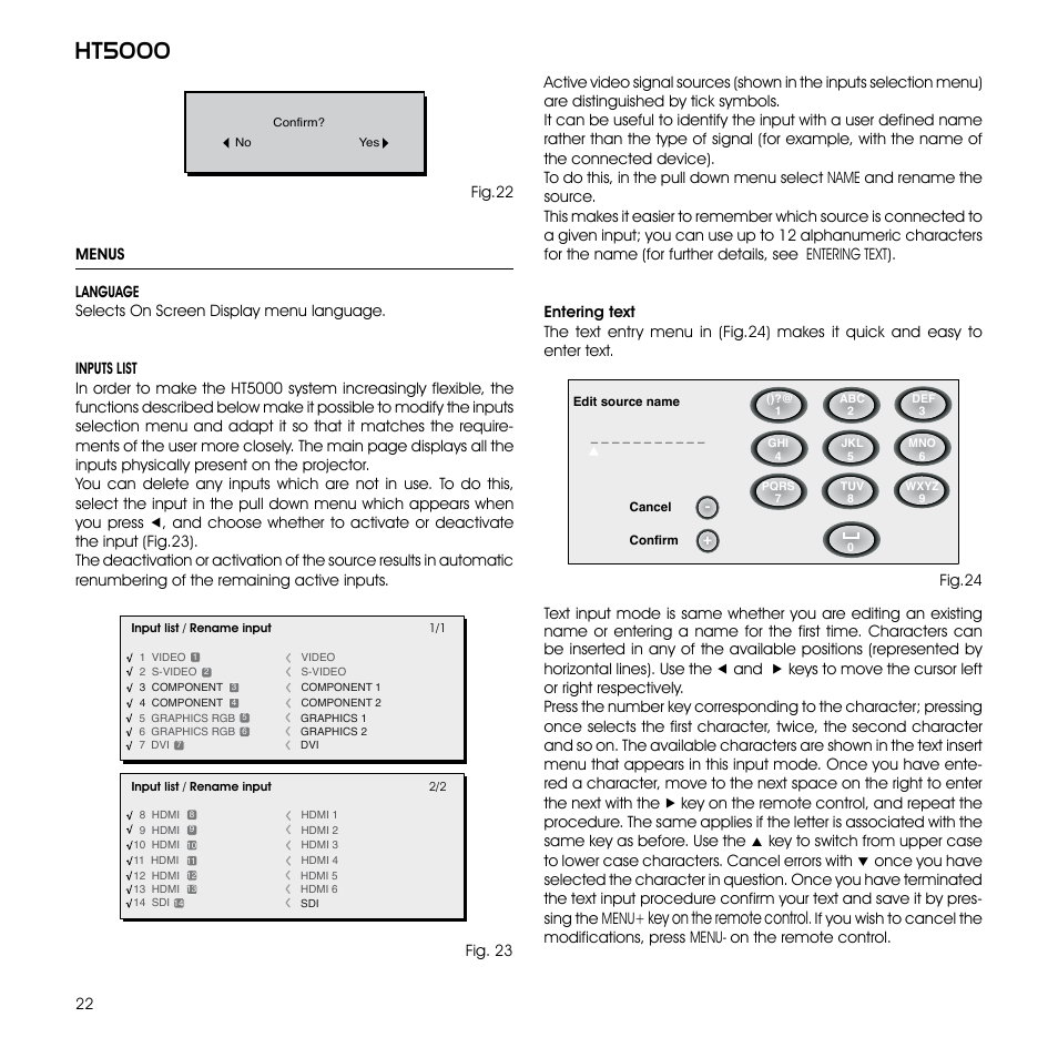 Ht5000, Key on the remote control | Sim2 Multimedia GRAND CINEMA HT HT5000 User Manual | Page 22 / 35