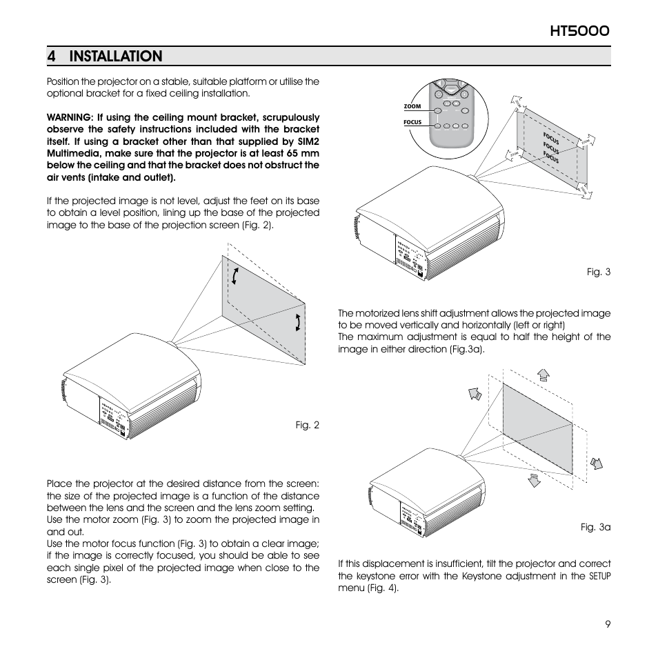 Ht5000, 4 installation | Sim2 Multimedia GRAND CINEMA HT HT5000 User Manual | Page 9 / 35