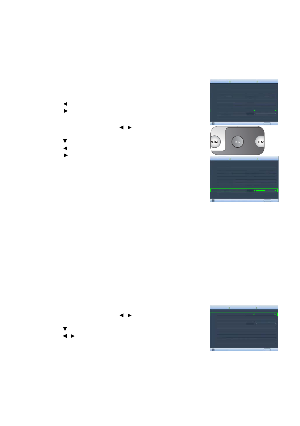 Selecting the aspect ratio, Adjusting contrast ratio via iris, Using the remote control | Using the osd menu | Sim2 Multimedia DIGITAL D60 User Manual | Page 29 / 52