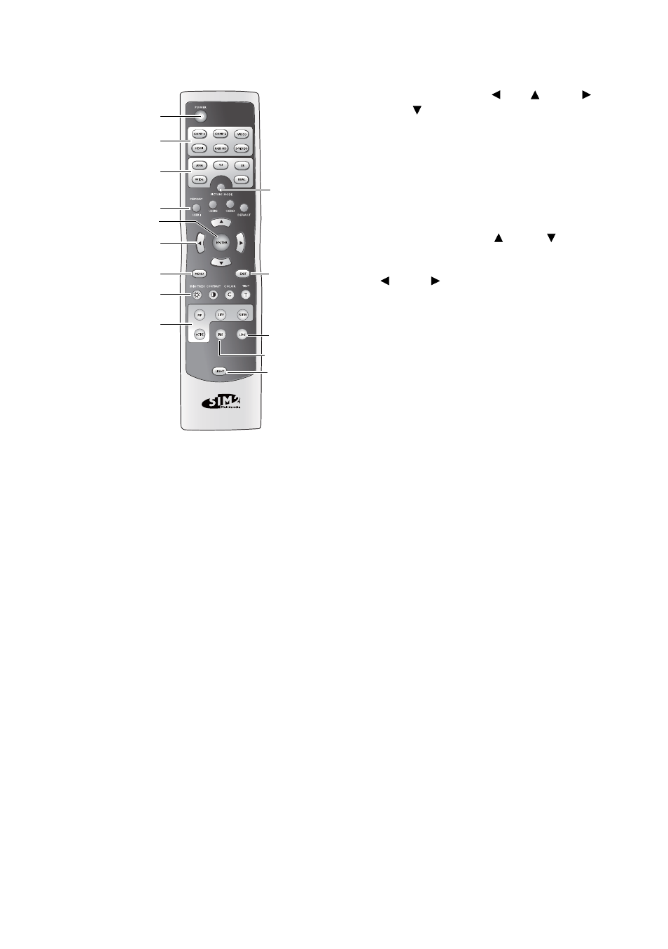 Remote control | Sim2 Multimedia DIGITAL D60 User Manual | Page 9 / 52